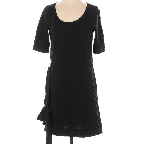 banana republic black tie dresses Banana Republic JSSA London Collection Sz 6 Women's Black Flare Sleeve Tie Dress